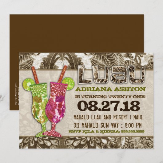 GC Hawaiian Cocktails Sandy Brown Kaart (Voorkant / Achterkant)