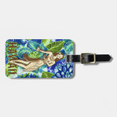 GC Hawaiian Hula Girl Limoen Blue Bagagelabel (Voorkant horizontaal)