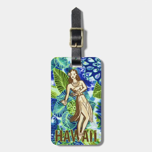 GC Hawaiian Hula Girl Limoen Blue Bagagelabel (Voorkant verticaal)