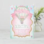 GC Hete Luchtballon Baby shower Meisje Kaart (Staand voorkant)