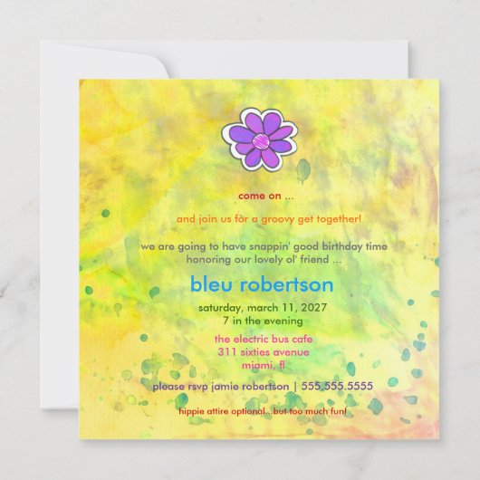 GC Hippy Tie Dye Invite Bridal Cert Kaart (Achterkant)