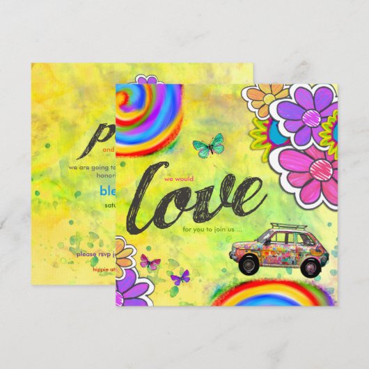 GC Hippy Tie Dye Invite Kaart (Voorkant / Achterkant)
