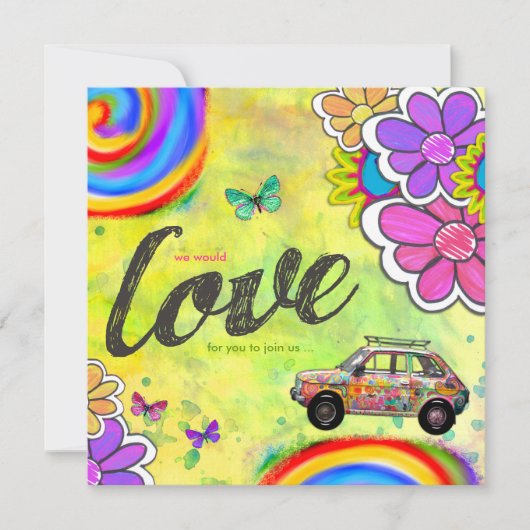 GC Hippy Tie Dye Invite Kaart (Voorkant)