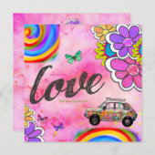 GC | Hippy Tie Dye nodigt roze uit Kaart (Voorkant / Achterkant)