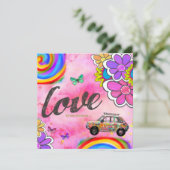 GC | Hippy Tie Dye nodigt roze uit Kaart (Staand voorkant)