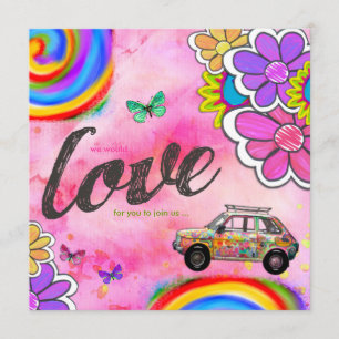 GC   Hippy Tie Dye nodigt roze uit Kaart