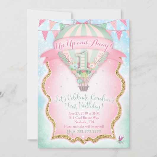 GC Hot Air Ballon eerste verjaardag Caroline Kaart (Voorkant)
