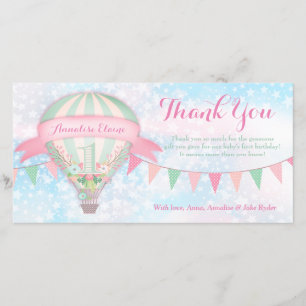 GC Hot Air Ballon Eerste verjaardag Dank u Bedankkaart