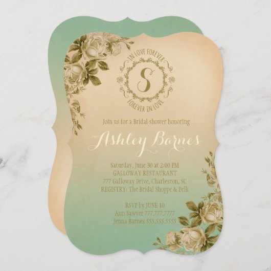 GC In Love Forever in Love Roos Blauwgroen Ombre Kaart (Voorkant / Achterkant)