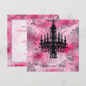 GC | Jolie Black Chandelier Pink Grey Damask Kaart (Voorkant / Achterkant)