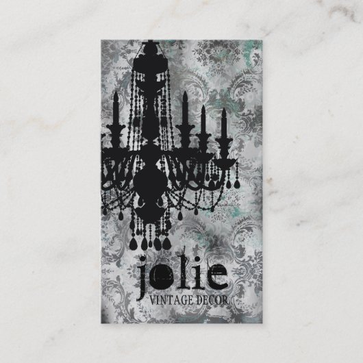 GC | Jolie Chandelier Gray Damask Visitekaartje (Voorkant)