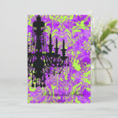 GC | Jolie Chandelier Hot Violet Damask Kaart (Staand voorkant)