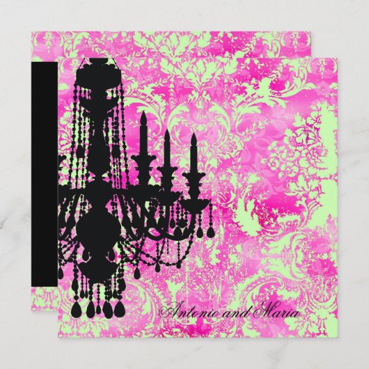 GC | Jolie Chandelier Limoen Pink Damask Kaart (Voorkant / Achterkant)