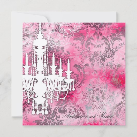 GC | Jolie Chandelier Pink Gray Damask Champagne M Kaart (Voorkant)