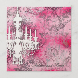 GC Jolie Chandelier Pink Gray Damask Champagne M Kaart
