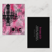GC | Jolie Chandelier Pink Grey Damask Visitekaartje (Voorkant / Achterkant)
