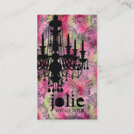 GC | Jolie Chandelier Pink Grey Damask Visitekaartje