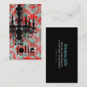 GC | Jolie Chandelier Turquoise Red Damask Visitekaartje (Voorkant / Achterkant)