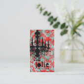 GC | Jolie Chandelier Turquoise Red Damask Visitekaartje (Staand voorkant)