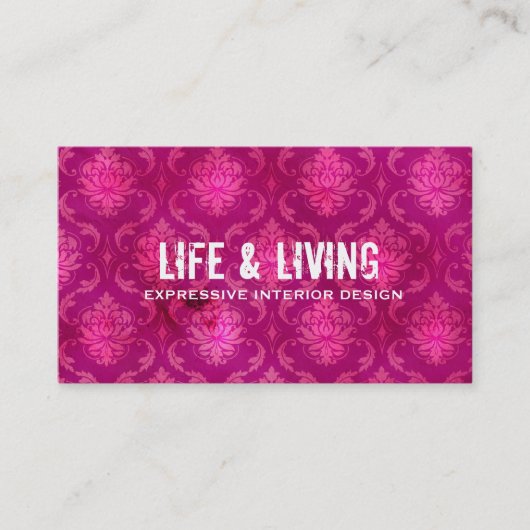 GC | Life & Living Damask Hot Pink Visitekaartje (Voorkant)