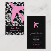 GC | LUCHTVAARTMAATSCHAPPIJ UIT Roze Damask Visitekaartje (Voorkant / Achterkant)