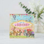 GC Magical Doe mee met het Circus Stripes Invite Kaart (Staand voorkant)