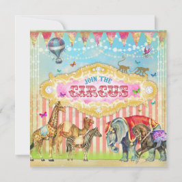 GC Magical Doe mee met het Circus  Stripes Invite Kaart
