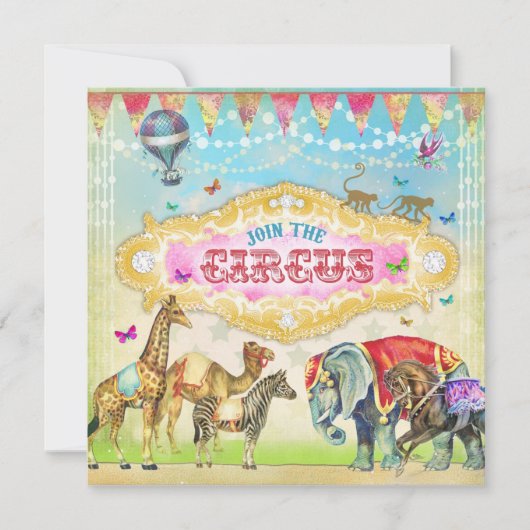 GC Magical Join the Circus  Girl Invite Kaart (Voorkant)