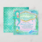 GC Magical Mermaid Invitation Glitter Kaart (Voorkant / Achterkant)
