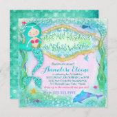 GC Magical Mermaid Invitation Glitter Kaart (Voorkant / Achterkant)
