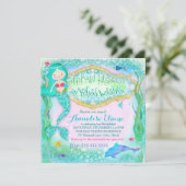 GC Magical Mermaid Invitation Glitter Kaart (Staand voorkant)