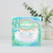 GC Magical Twins Mermaid Invitation Kaart (Staand voorkant)