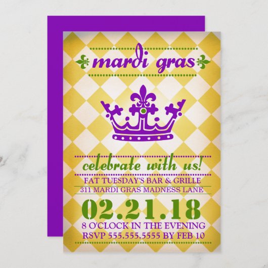 GC Mardi Gras Madness Gold Metallic Kaart (Voorkant / Achterkant)