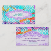 GC Modern Colorful Clover Violet Name Bord Visitekaartje (Voorkant / Achterkant)