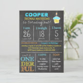 GC nederful First Birthday Boy Chalkboard Kaart (Staand voorkant)