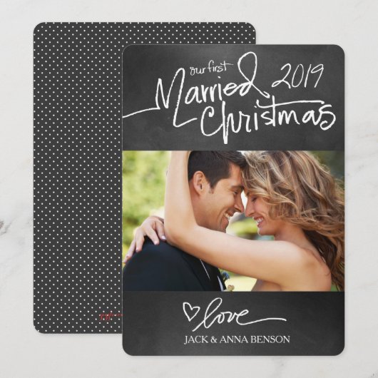 GC Our First Marriott Christmas Holiday Card Chalk Feestdagenkaart (Voorkant / Achterkant)