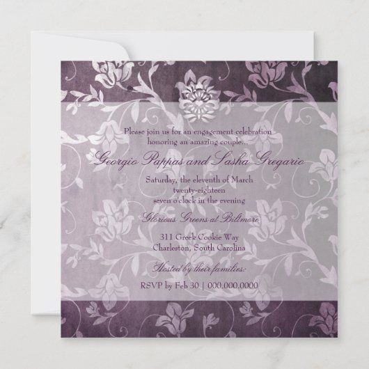 GC Passionate Paarse Floral  Kaart (Achterkant)