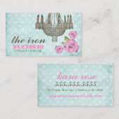 GC Pastel Roze en Mint Groene  Stippen Roos Visitekaartje (Voorkant / Achterkant)