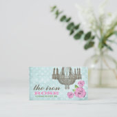 GC Pastel Roze en Mint Groene  Stippen Roos Visitekaartje (Staand voorkant)