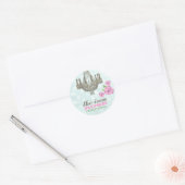 GC Pastel Roze & Mint Groen  Roos Stippen Ronde Sticker (Envelop)