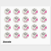 GC Roze en grijze  Stippen Roos Ronde Sticker (Vel)