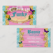 GC Roze Funky Junker Consignatie Decor Visitekaartje (Voorkant / Achterkant)