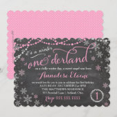 GC Roze Winter ONEderland Birthday Uitnodiging (Voorkant / Achterkant)