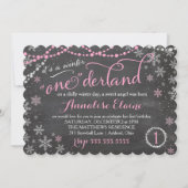 GC Roze Winter ONEderland Birthday Uitnodiging (Voorkant)