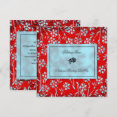 GC | Ruby Red en Turquoise Garden Square Metallic Kaart (Voorkant / Achterkant)