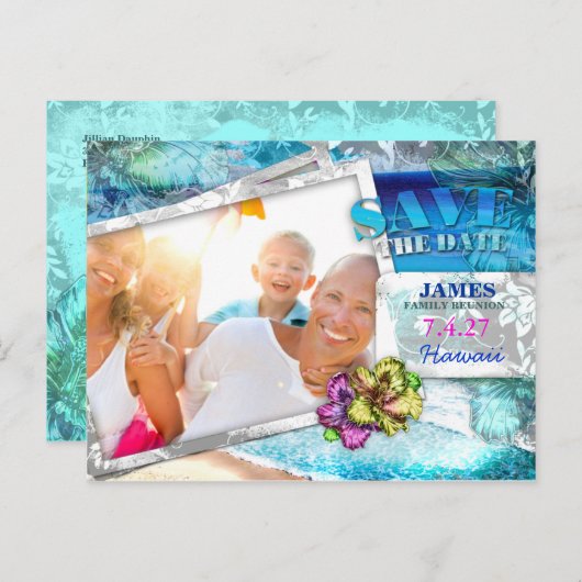 GC Save the Date Family Reunion  Beach v 2 Aankondigingskaart (Voorkant / Achterkant)
