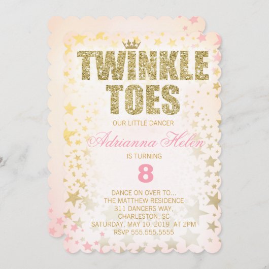 GC Scalloped Glitter Twinkle Toes Dancer Kaart (Voorkant / Achterkant)