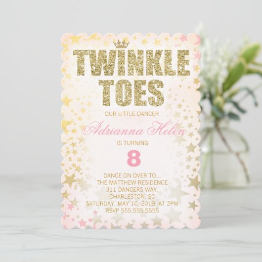 GC Scalloped Glitter Twinkle Toes Dancer Kaart (Staand voorkant)