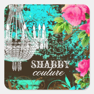 GC Shabby Aqua Garden Chandelier Vierkante Sticker