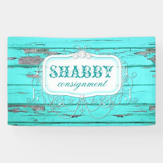 GC Shabby Aqua Wood Banner (Horizontaal)